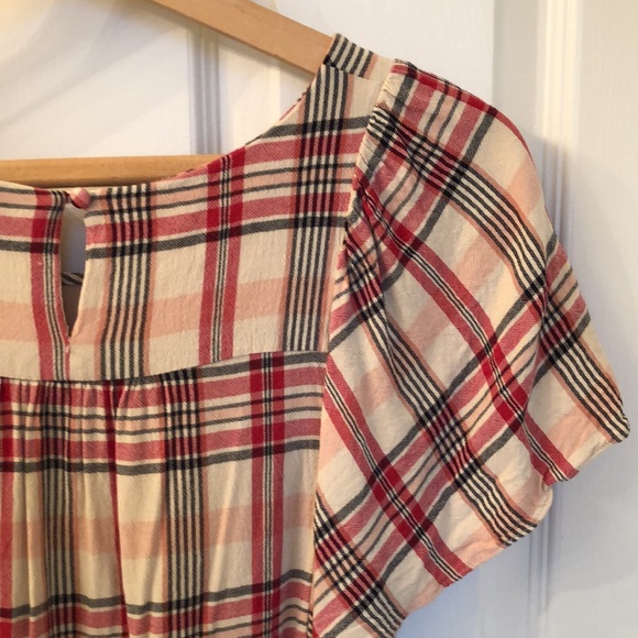 Maeve by Anthropologie Short Sleeve plaid top ~ medium - Picture 6 of 8